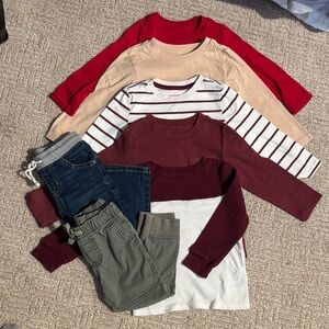 Cat & Jack Bundle - 5 long sleeve shirts, 2 pants